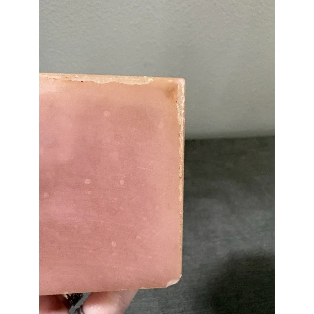 Vintage‎ Italian Pink Alabaster Jewelry Trinket Box Painted Floral Lid Italy